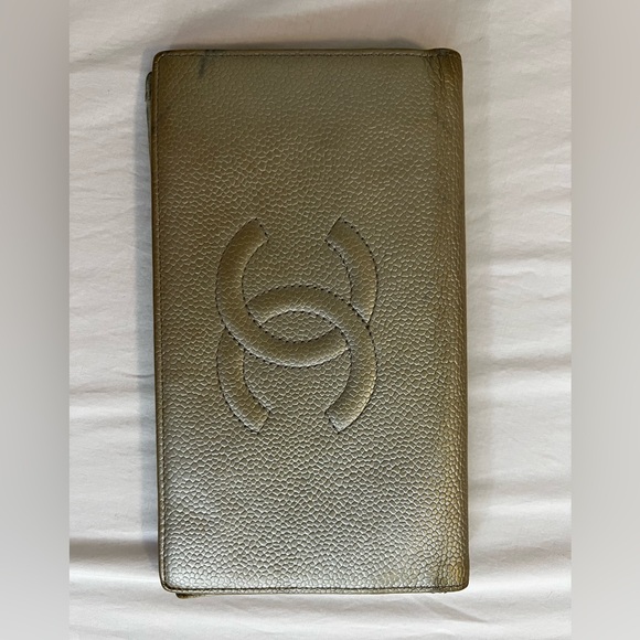 CHANEL Handbags - Chanel long Wallet Silver Wallet